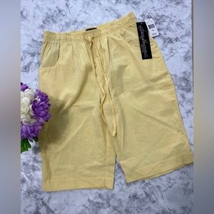 Jeno Neuman Petite Yellow Crinkled Pull On Elastic Waist Casual Shorts  Sz PM 42